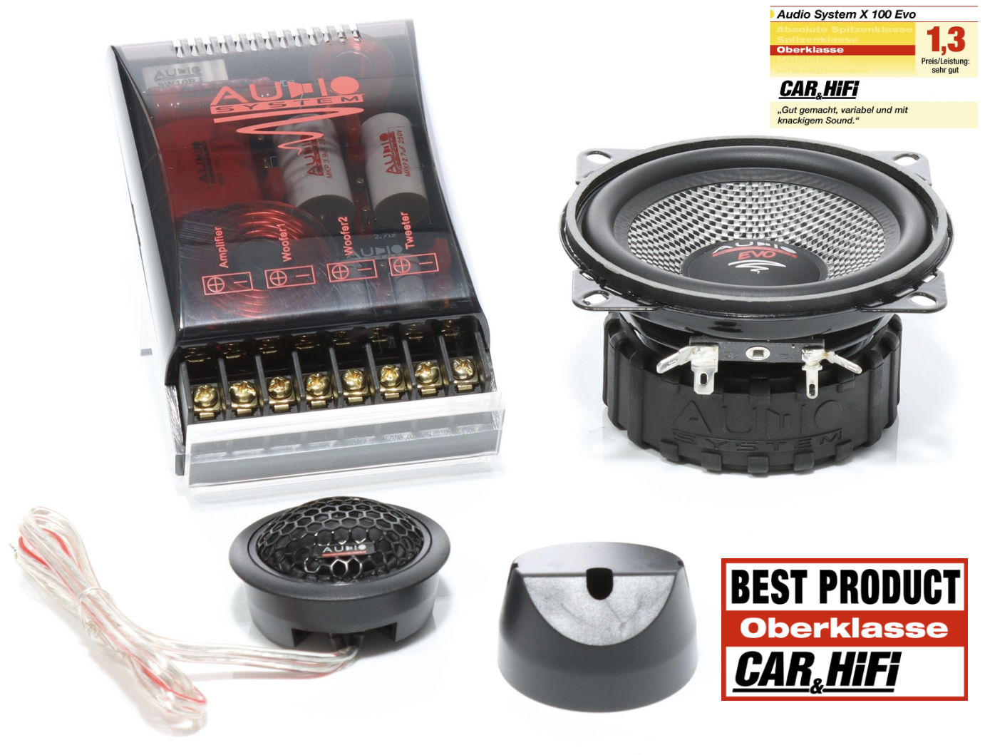 Audio System X100 EVO 2 2-Wege 10 cm (4") KICKBASS Komponenten Lautsprecher Set 