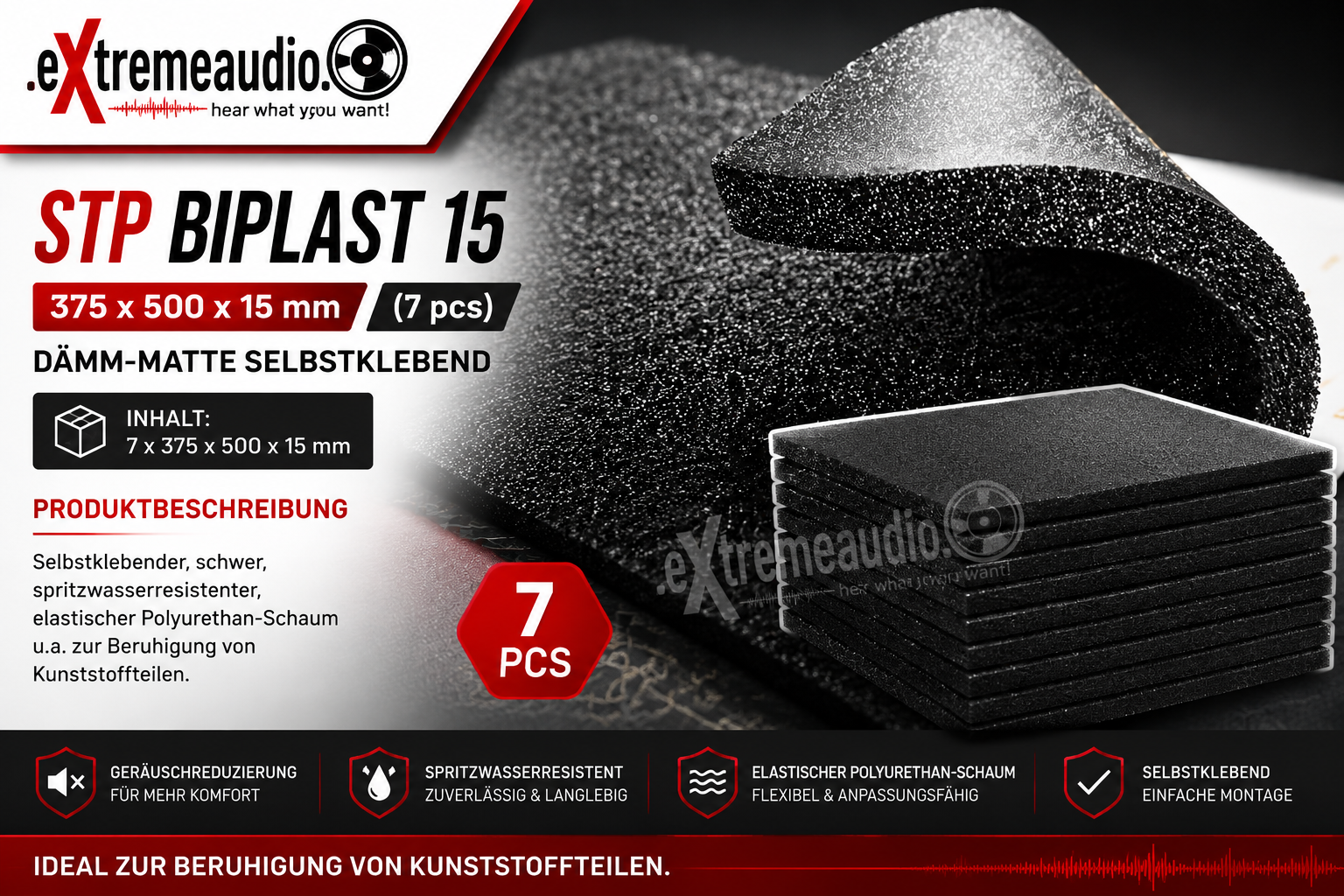 STP BIPLAST 15 - 375x500x15mm (7pcs) -  73910269 Dämm-Matte selbstklebend