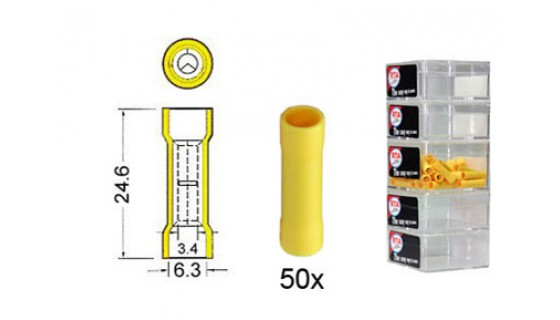 RTA 151.417-2 Butt Splice, YELLOW 3.4 to 6.3 mm in 50-pack