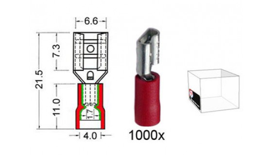 RTA 151.209-3 Ricettacolo lama isolato VINYL raddoppio, 6,3 millimetri RED nel 1000 Confezione