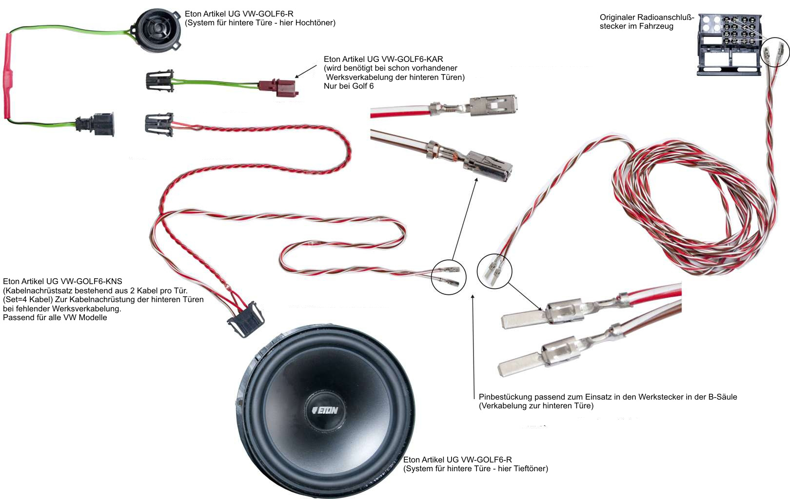 ETON VW GOLF6-KNS Upgrade Golf 6 Kabelsatz Hecksystem 