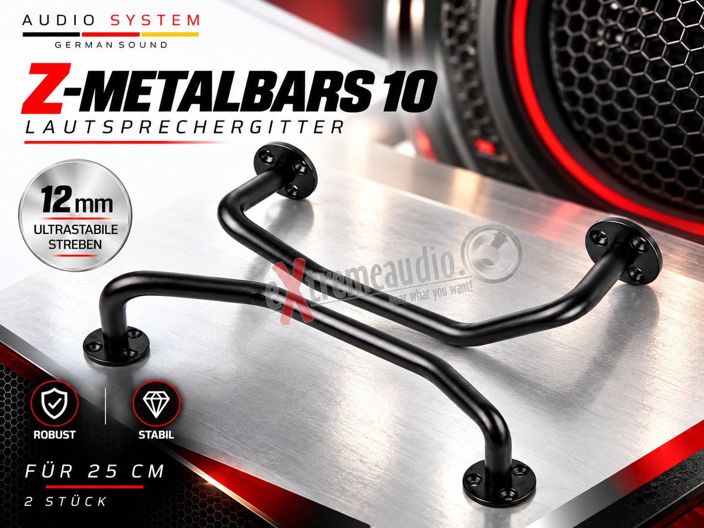Audio System Z-METALBARS 10 Lautsprechergitter 12 mm ultrastabile Streben für 25 cm