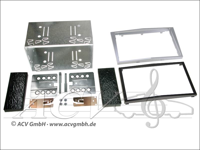 Double-DIN installation kit rubber touch Opel 2004 -> bright-silver 