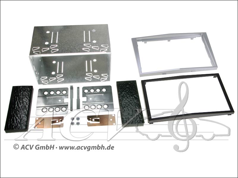 Doppel-DIN Einbaukit Rubber Touch Opel 2004-> hell-silber