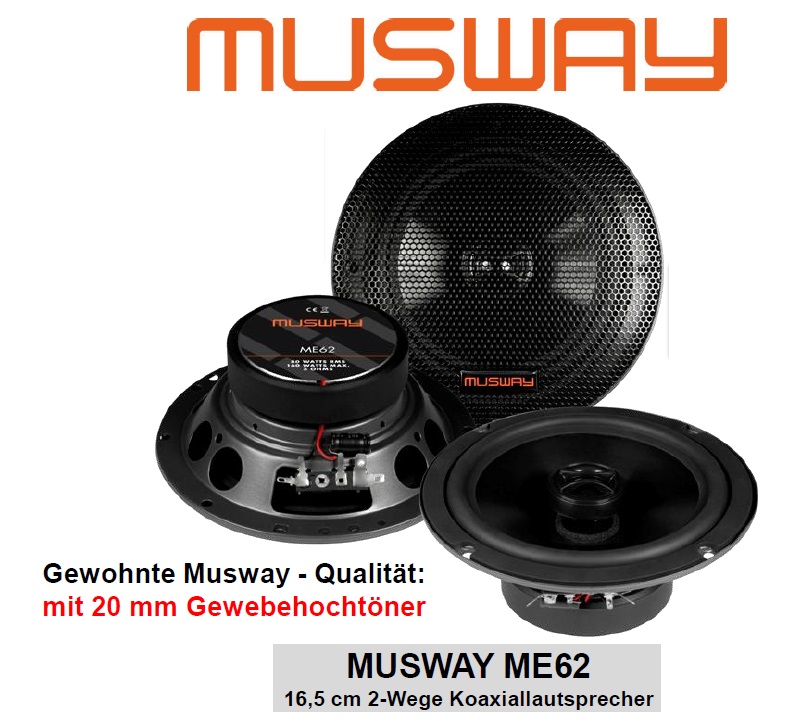 MUSWAY ME-62 Koax 16,5 cm 2-WEGE KOAX-LAUTSPRECHER 160 Watt 6.5” 1 Paar