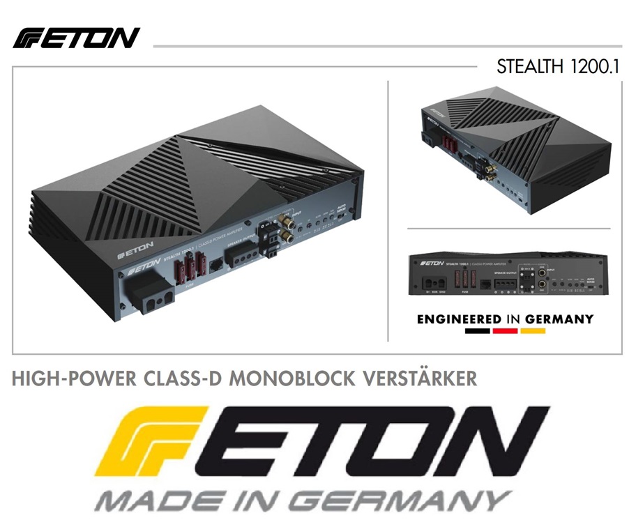 ETON STEALTH 1200.1 Monoblock Endstufe 1-Kanal Mono Verstärker 1200 Watt