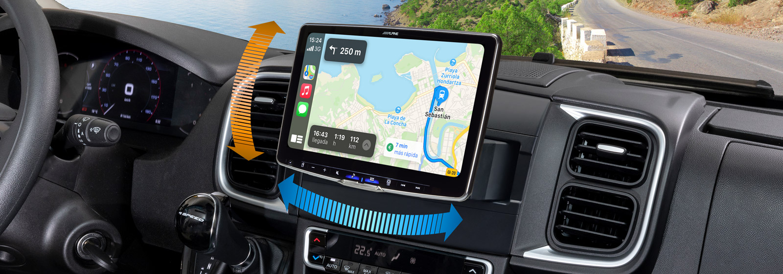 Alpine ILX-F115DU8S Autoradio mit schwenkbarem 11-Zoll Touchscreen, DAB+, 1-DIN-Einbaugehäuse, Apple CarPlay Wireless und Android Auto Unterstützung für Fiat Ducato 8