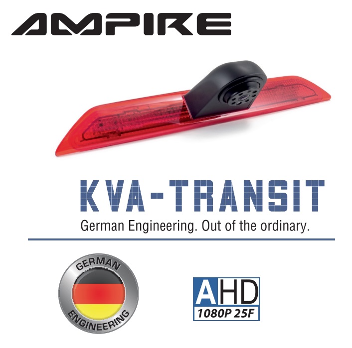AMPIRE KVA-TRANSIT Kamera, Einparkkamera, Rückfahrkamera (AHD) kompatibel mit Ford Transit 7. Gen. mit Dach H2 (Bj. 2014-2019)