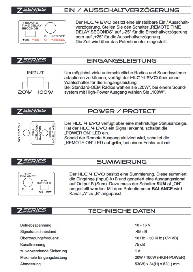 Audio System HLC 4 EVO 4-Wege High-Low Adapter für OEM Radios mit Remote