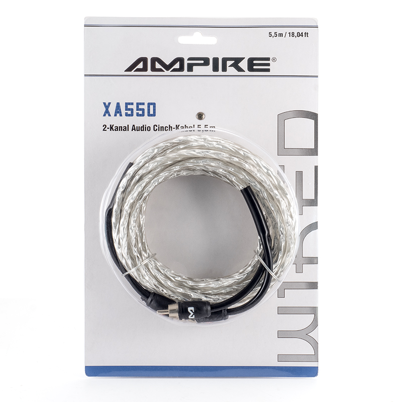 AMPIRE XA550 2-Kanal Cinchkabel Audio Kabel 550cm, 2-Kanal RCA 5,5 meter X-Link Serie 