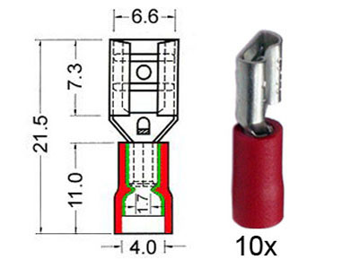 RTA 151.209-0 Flachsteckhülsen isoliert 6,3mm rot