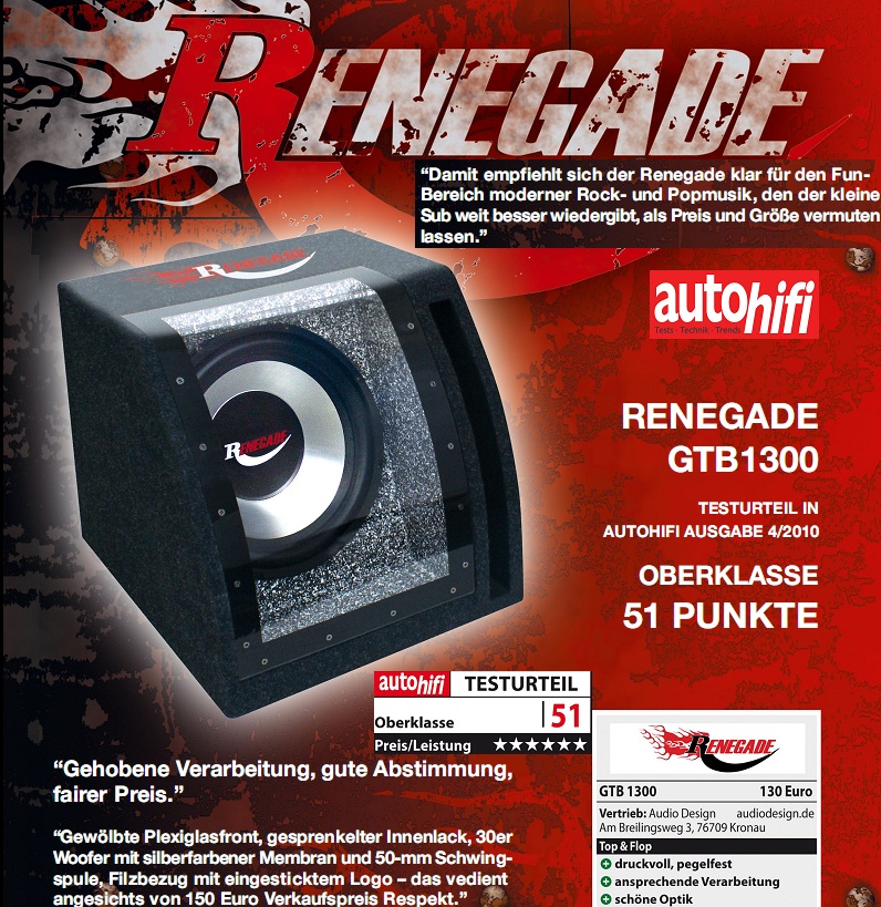 GTB1300 Renegade simple passe-bande 600 watts GTB 1300 