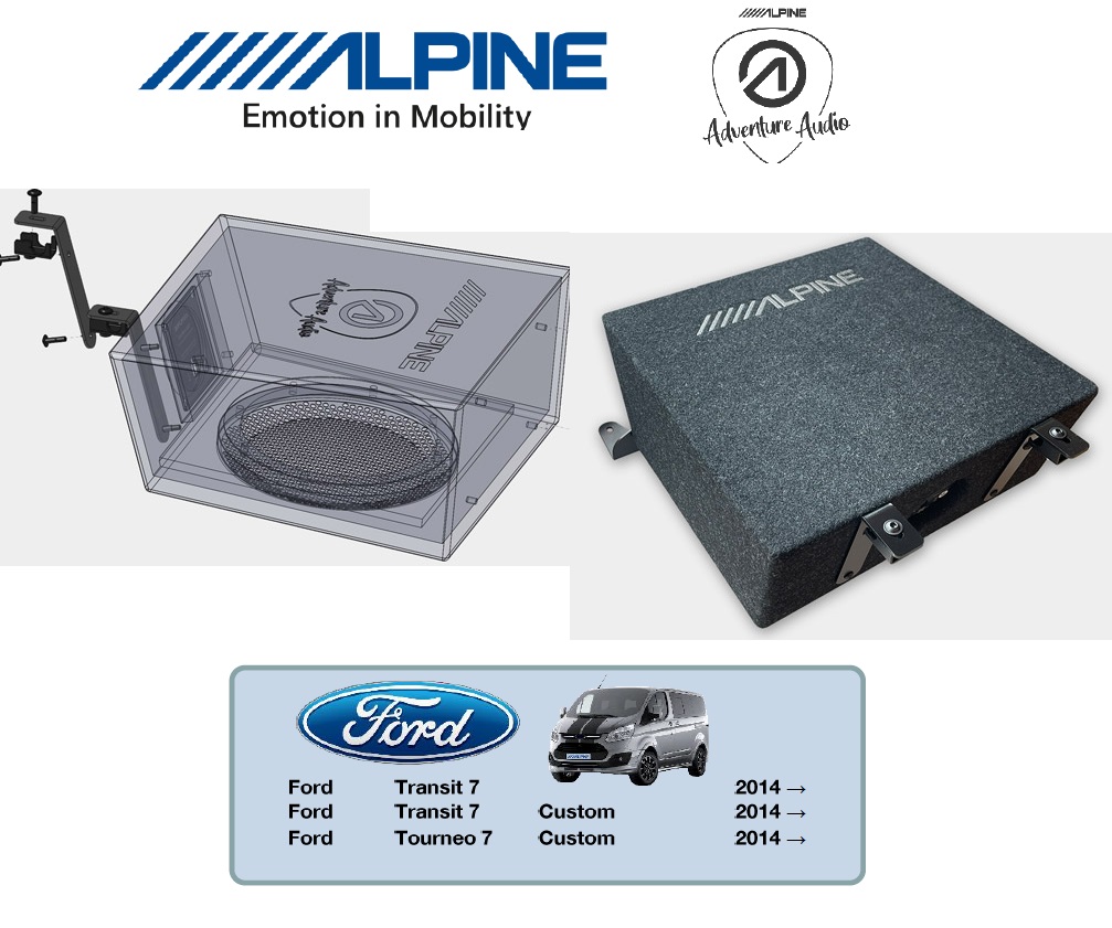 Alpine SWC-W84TRA7 Gehäuse-Subwoofer kompatibel mit Ford Transit 7, Ford Transit 7 Custom, Ford Tourneo 7 Custom 2014 ->   