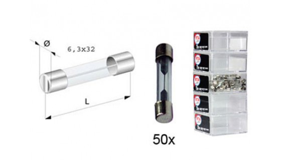 RTA 154.408-2 Glass fuses - FLINK, 20A 6x32 mm 50 pieces per batch box.