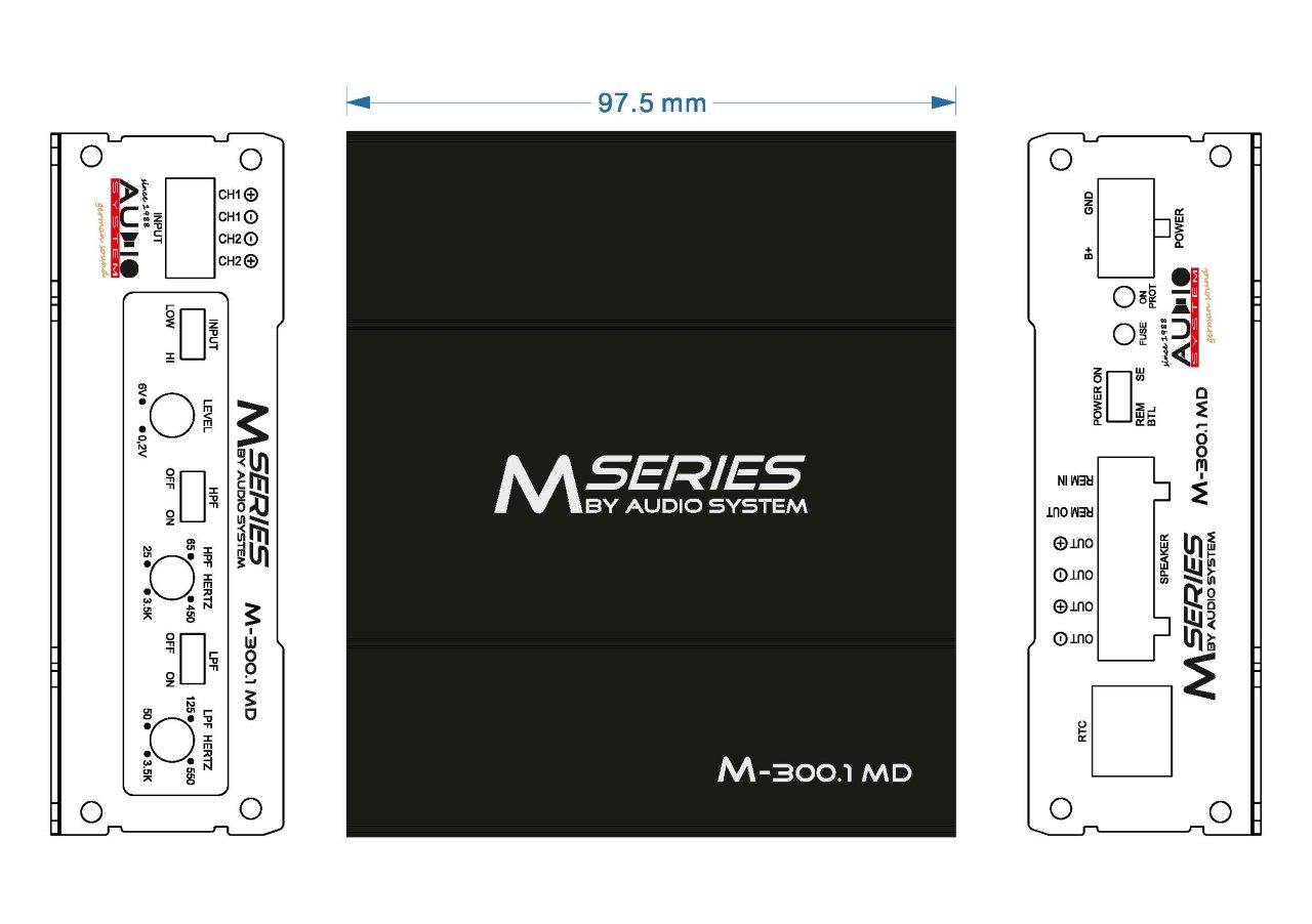Audio System M-300.1 MD M-SERIES Mono MIKRO-Digital-Endstufe Amplifier 300 Watt RMS