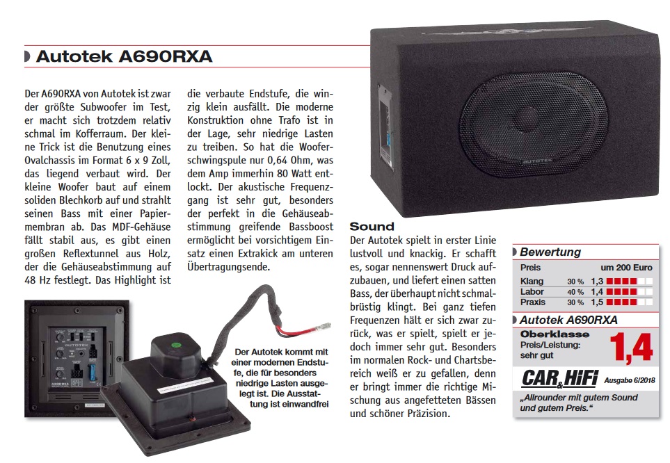 Autotek A690RXA 6 x 9er (15 x 23 cm) Aktiv Bassreflex Subwoofer System