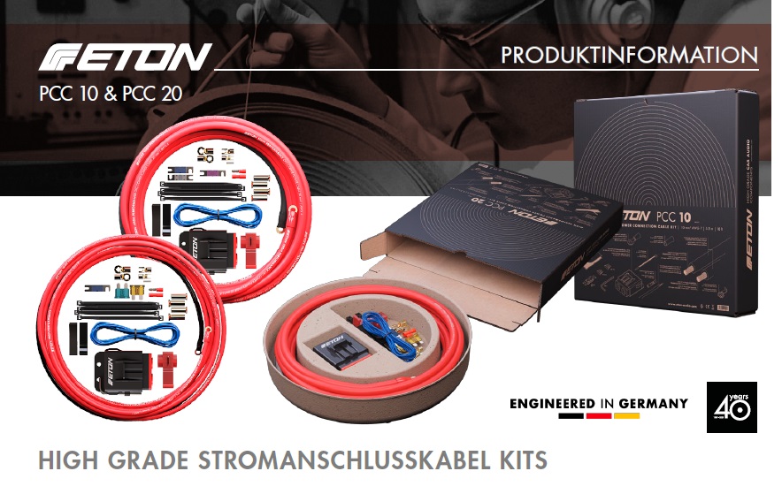 ETON PCC 20 Verstärker Anschlußset 20 mm² Power Connection Cable Set 20 mm2 Set zur Installation von Auto Verstärkern und Aktiv Subwoofern