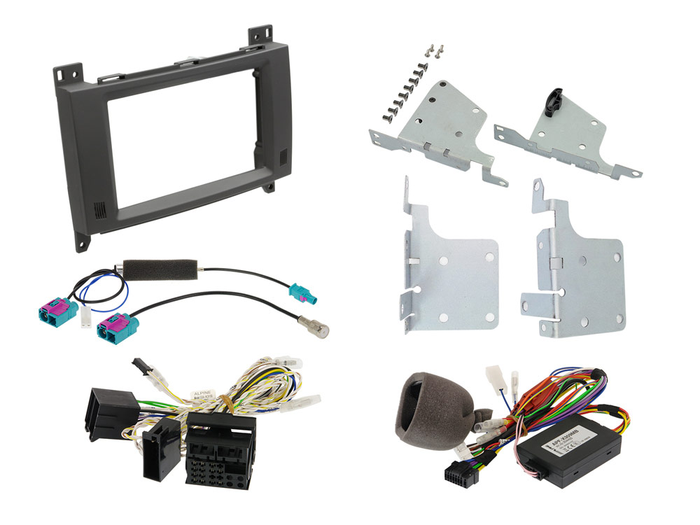 Alpine KIT-702MB 2-DIN Einbauset Installation Radioblende mit CAN-Bus Interface und Unterstütung der Lenkradfernbedienung & Kombiinstrument-Anzeige für Mercedes Sprinter (906) A-/B-Klasse, Vito/Viano & Sprinter 