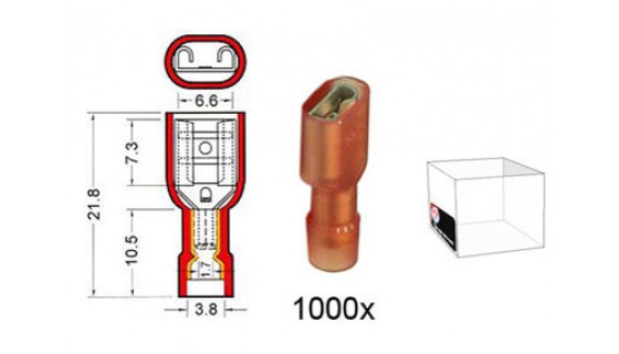 RTA 151.210-3 Flachsteckhülse NYLON vollisoliert, 6,3 mm ROT  im 1000er Pack