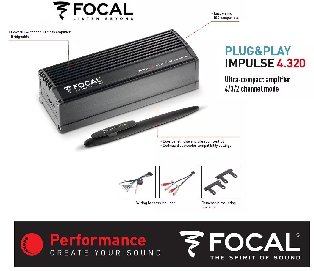 Focal 4.320 IMPULSE Integration 4-Kanal Class-D Indash Verstärker 320 Watt