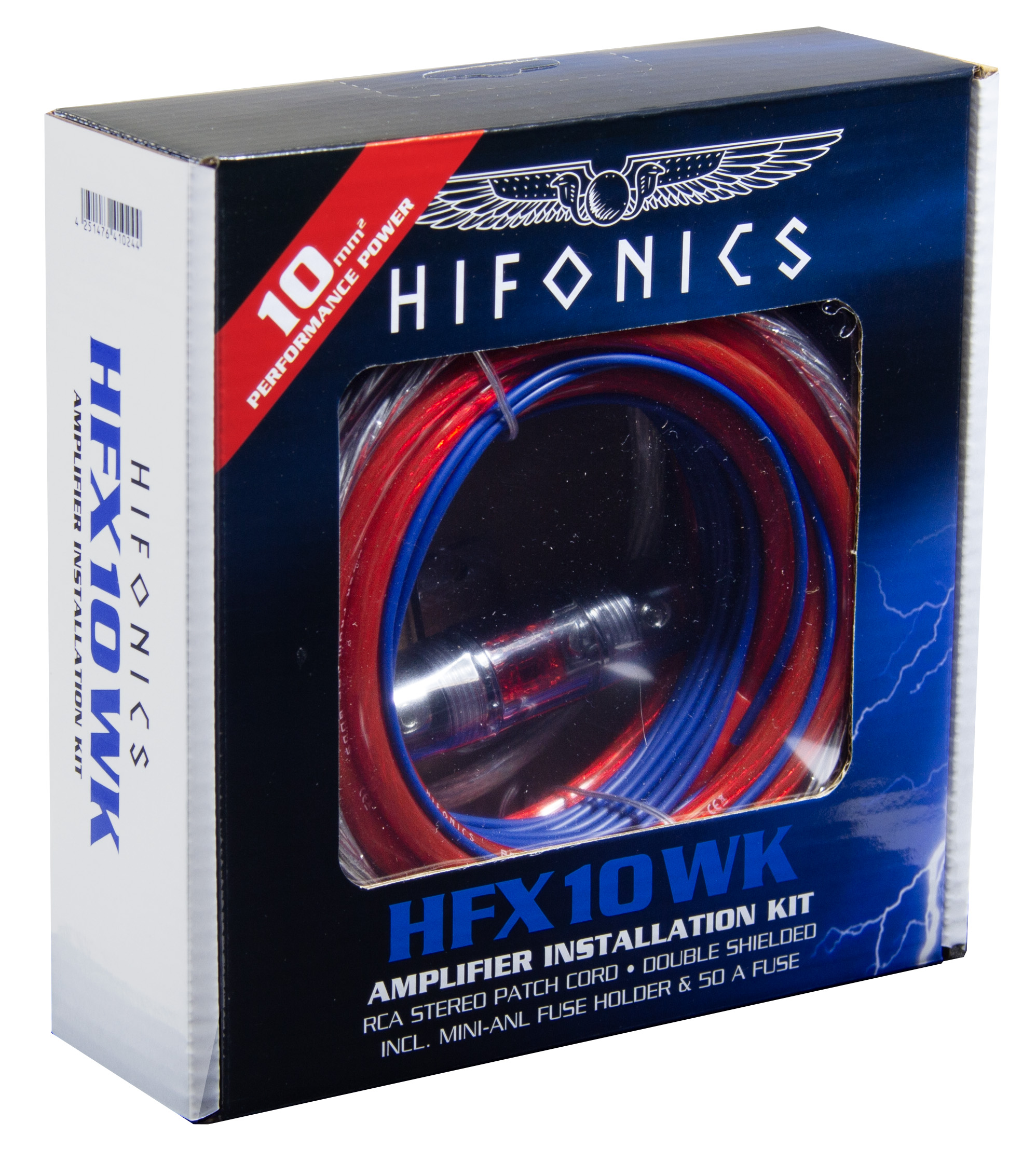Hifonics HFX10WK Performance Verstärker-Anschluss-Set Power Connection Cable Set 10mm² Set zur Installation von Auto Verstärkern und Aktiv Subwoofern