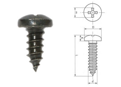 RTA 420.003-2 4,2 x 9,5 mm vite autofilettante croce nera con DIN 7981