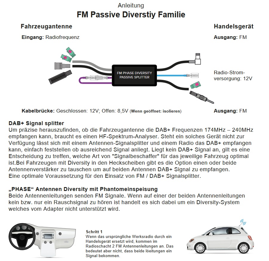 RTA 203.042-0 DAB+ Splitter und FM "PHASE" Antennen-Diversity mit Phantomeinspeisung