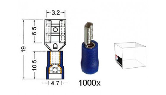 RTA 151.202-3 Ricettacolo lama isolato VINYL raddoppio, 2,8 millimetri BLU nel 1000 Confezione