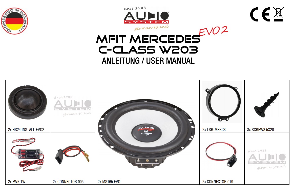 AUDIO SYSTEM MFIT MERCEDES C-CLASS W203 EVO2 90W PERFECT FIT COMPO SYSTEM für MERCEDES C-Klasse W203, S203