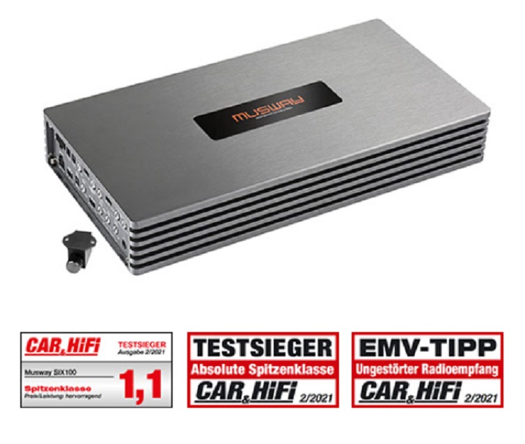 MUSWAY SIX100 Digital 6-Kanal AMP CLASS D VERSTÄRKER 1080 WATT RMS inkl. Bass-Remote