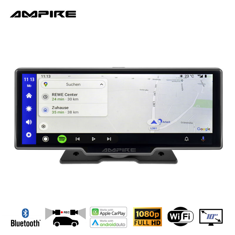 Ampire CPM101 Smartphone-Monitor 25.4cm (10'') mit AHD Dual-Dashcam und RFK-Funktion