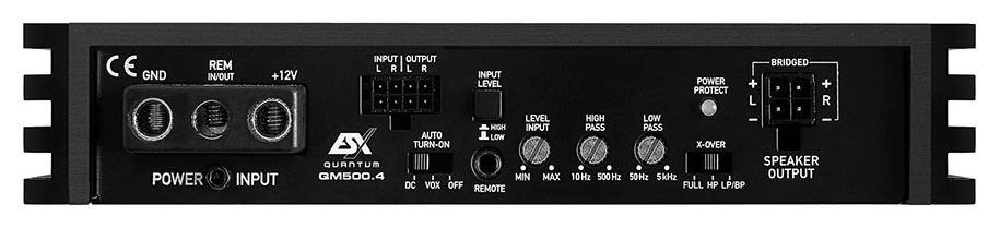 B-Ware ESX QM500.2 2-Kanal Class D Mini Digital Verstärker 500 Watt RMS mit Bass Kabel Fernbedienung 