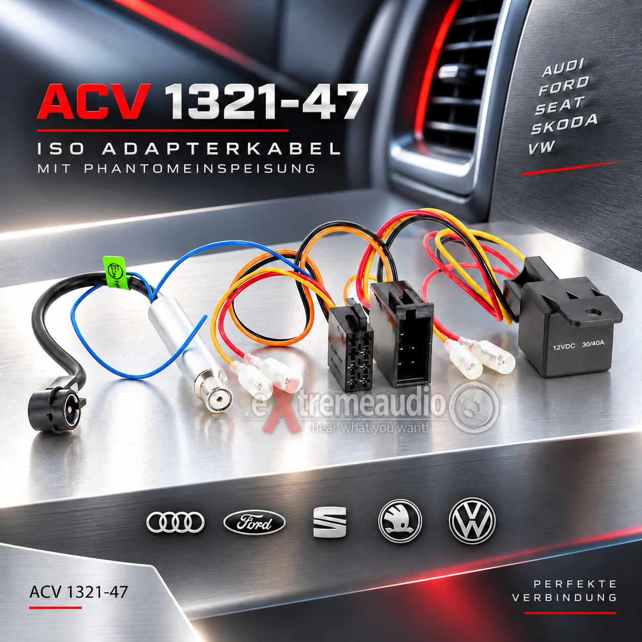 ACV 1321-47 Audi / Seat / Skoda / VW ISO with phantom power 