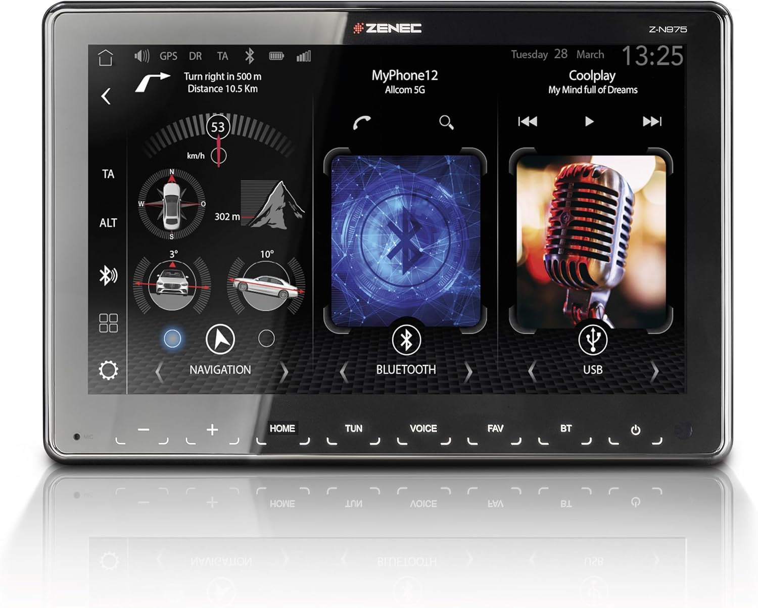 ZENEC Z-N975 1-Din Autoradio Multimediasystem mit 9"/22,9 cm Touchscreen, Mediencenter mit DAB+