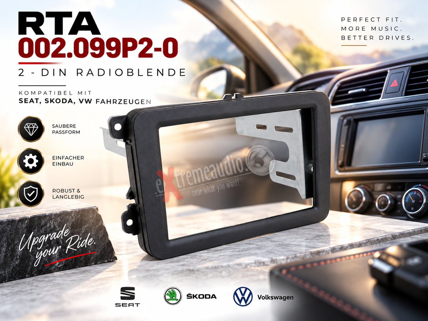 RTA 002.099P2-0 2-DIN Doppel DIN Radioblende kompatibel mit Seat, Skoda, VW Fahrzeugen
