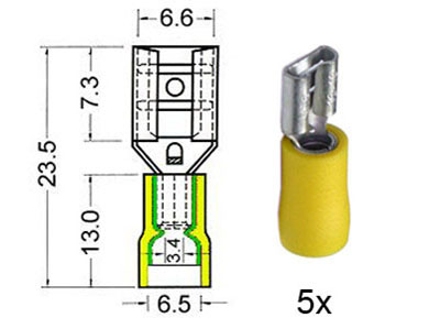 RTA 151.214-0 Receptacles insulated 6.3mm yellow