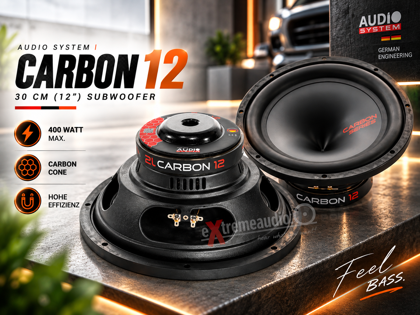 Audio System CARBON 12 Subwoofer 30cm, 400 Watt CARBON-SERIES Woofer 300 mm