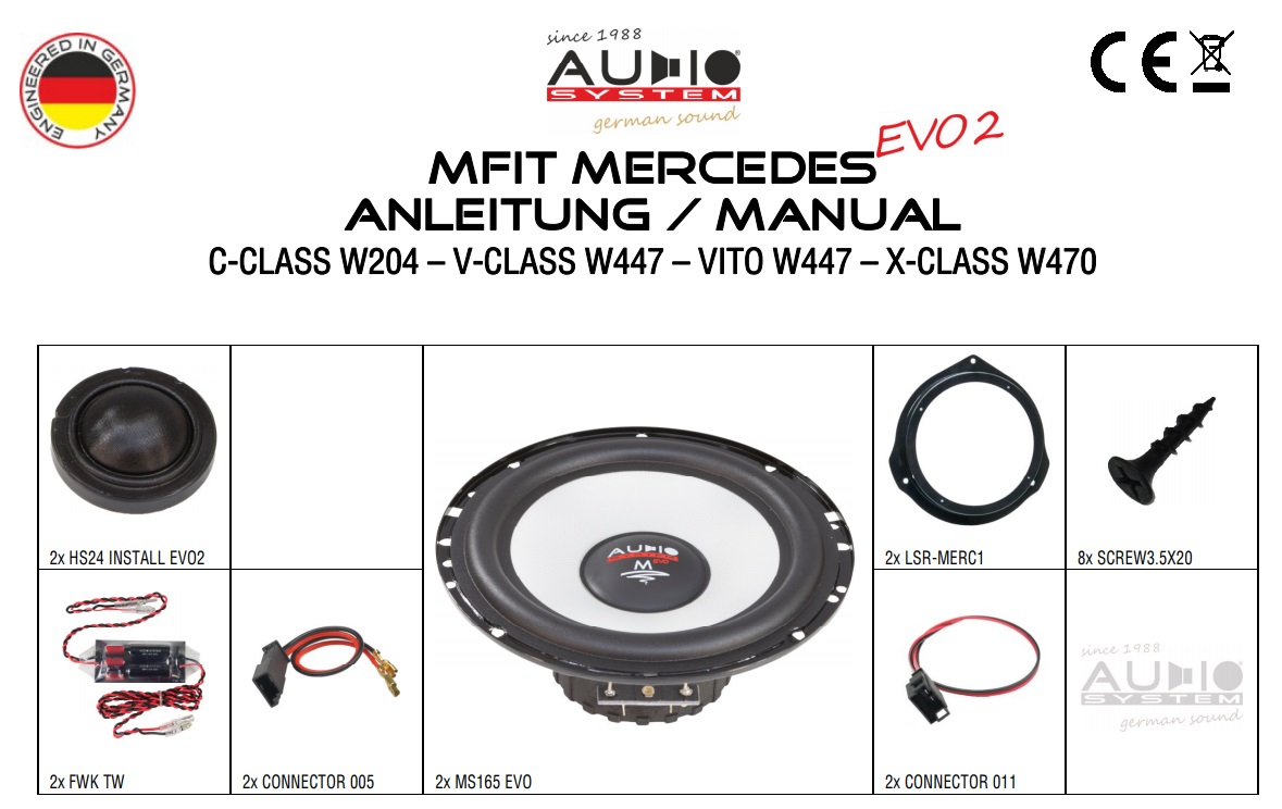 AUDIO SYSTEM MFIT MERCEDES V-CLASS W447 EVO2 90W PERFECT FIT COMPO SYSTEM Lautsprecher für MERCEDES V-CLASS W447 2014->