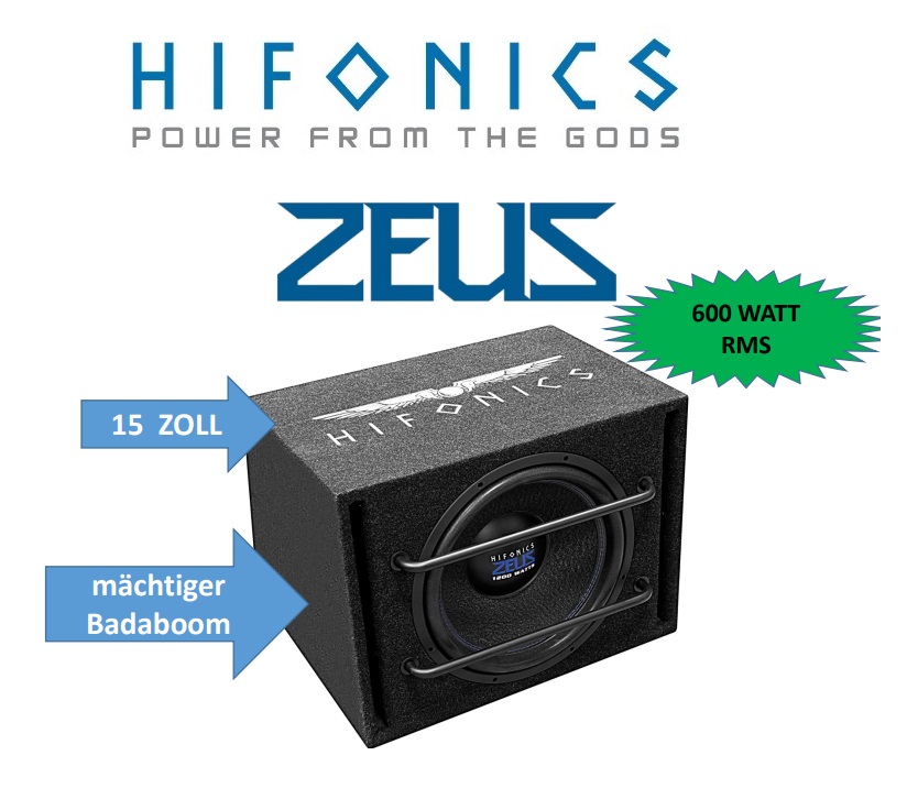 Hifonics ZXS15R 38 cm (15“) Zeus Bassreflex Subwoofer Gehäuse 600 Watt