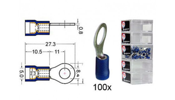 RTA 151.410-2 Clamping ring terminal insulated VINYL, M8 BLUE in 100-pack