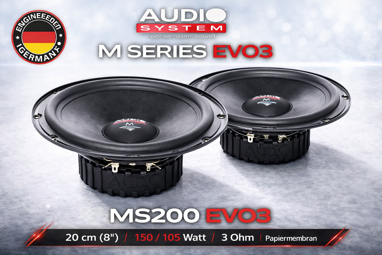 Audio System MS200 EVO3 20 cm (8") Tief Mitteltöner Woofer Midrange Lautsprecher M-Series - 1 Paar