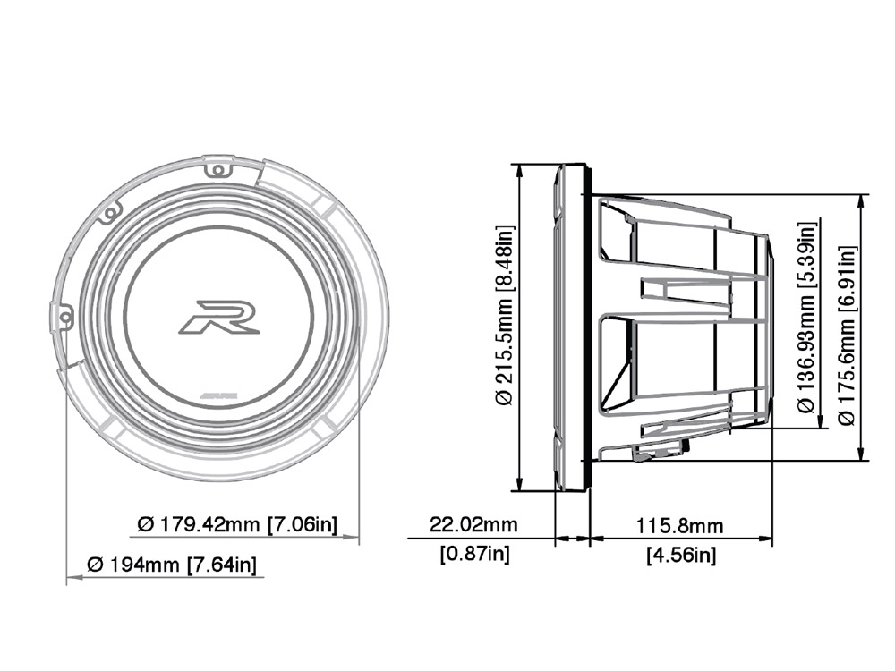 Alpine R2-W8D4 Subwoofer 20 cm (8-Zoll) R-Series 1000 Watt