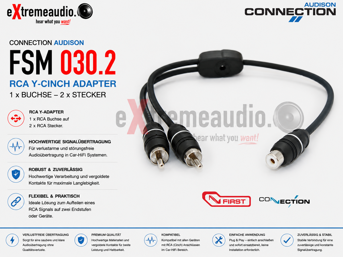 Connection Audison FSM 030.2 RCA Y-Cinch 1 x Buchse - 2 x Stecker 