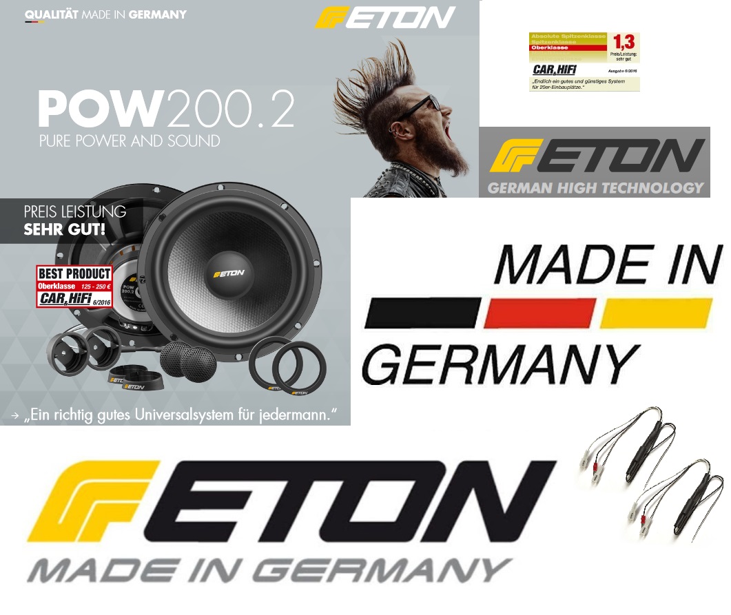 ETON POW200.2 20 cm 2-Wege Lautsprecher Component System Set 200 mm, 120 Watt