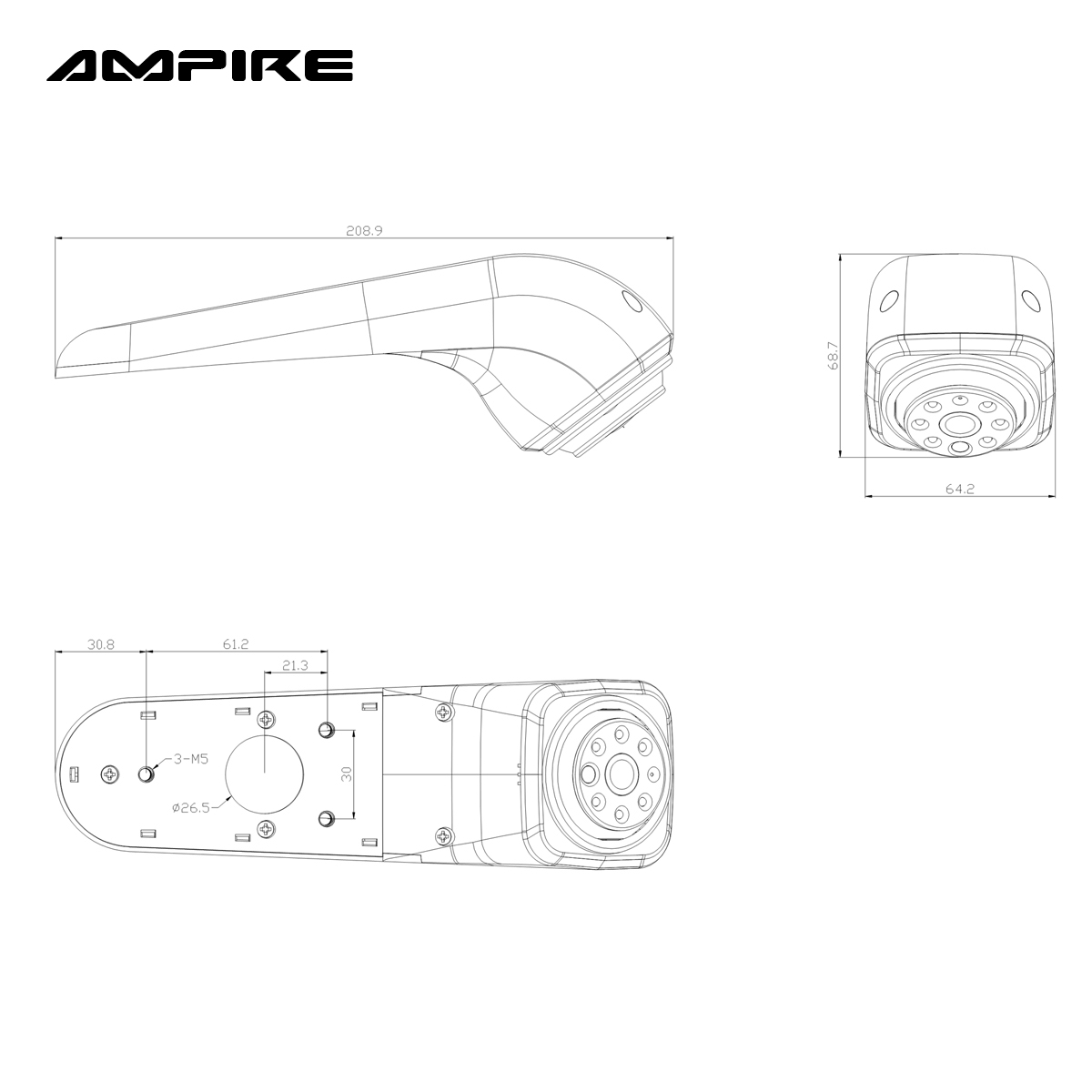 AMPIRE KV-CRAFTER-2 Rückfahrkamera für VW Crafter 2 bzw. MAN TGE (ab 2017) + 10 Meter Anschlußkabel