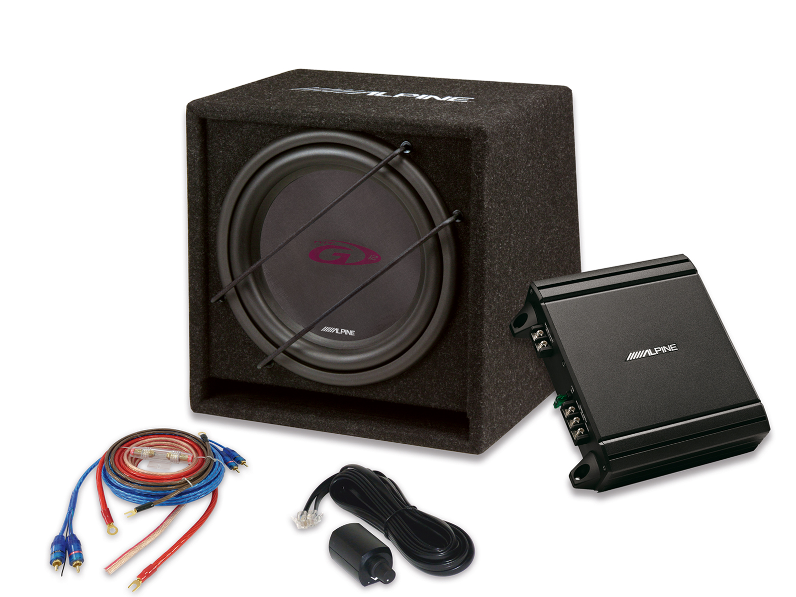 Alpine SBG-30KIT 30 cm (12-Zoll) Power Subwoofer Paket Verstärker + Subwoofer + Kabel