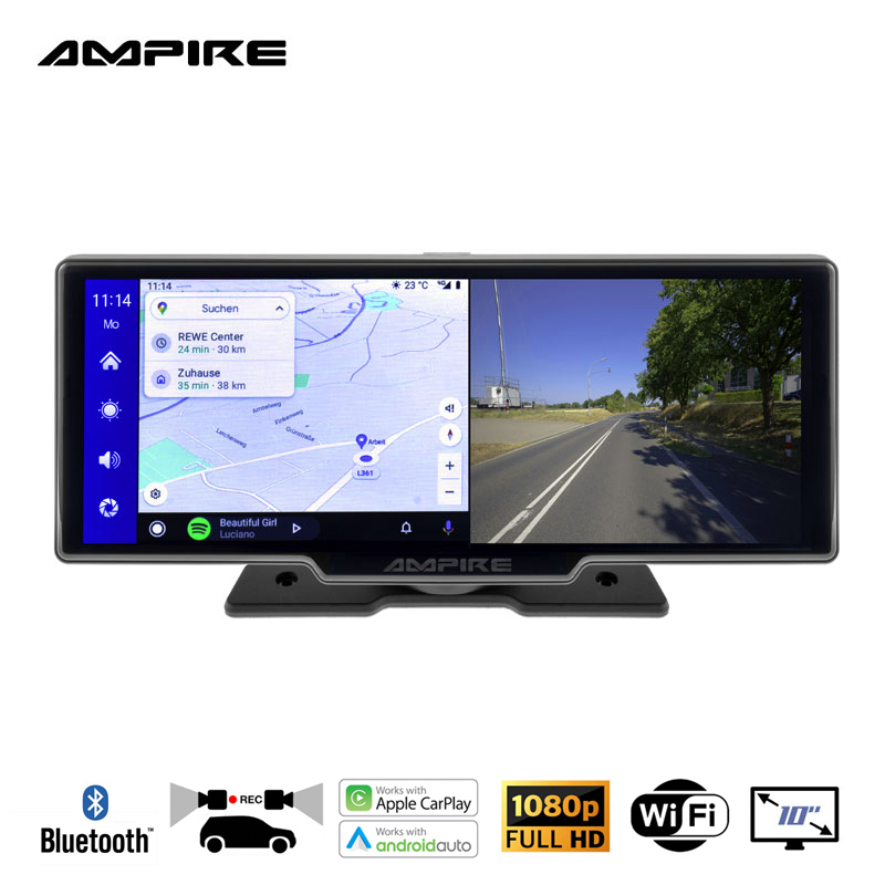 Ampire CPM101 Smartphone-Monitor 25.4cm (10'') mit AHD Dual-Dashcam und RFK-Funktion