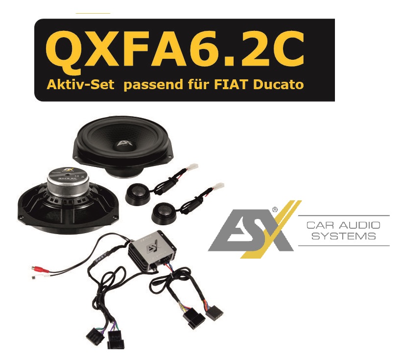 ESX QXFA6.2C 2-Wege AKTIV Lautsprecher System mit Verstärker für Fiat Ducato III, F8, Typ 250, Ducato IV Typ 290, Citroen Jumper, Peugeot Boxer Typ 250, Boxer III Typ 290, Ford Ka II, Opel Movano III 