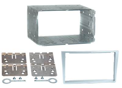 RTA 002.152-0 Double DIN cadre de montage avec cadre en métal argenté ABS