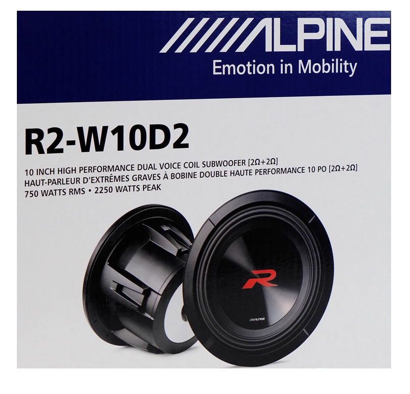 Alpine R2-W10D2 Subwoofer 25 cm (10-Zoll) R-Series 2250 Watt